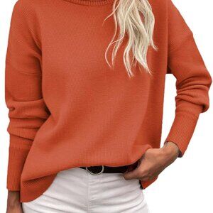Women's Turtleneck Sweater 2025 Fall Winter Chunky Knitted Pullover High Low Hem